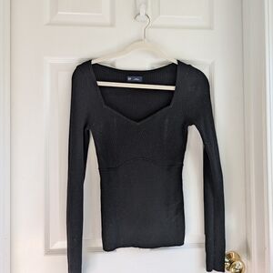 GAP Black Ribbed Long Sleeve Top